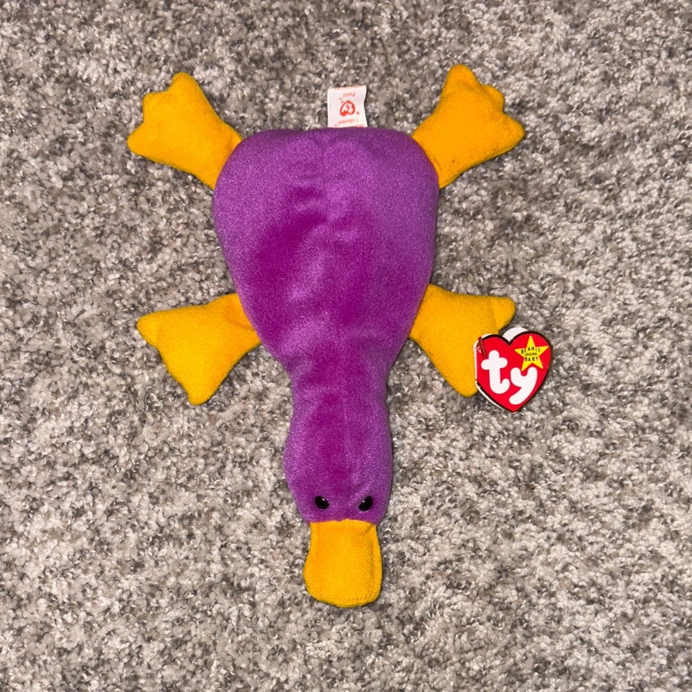 Ty Plush Platypus in Purple and Yellow